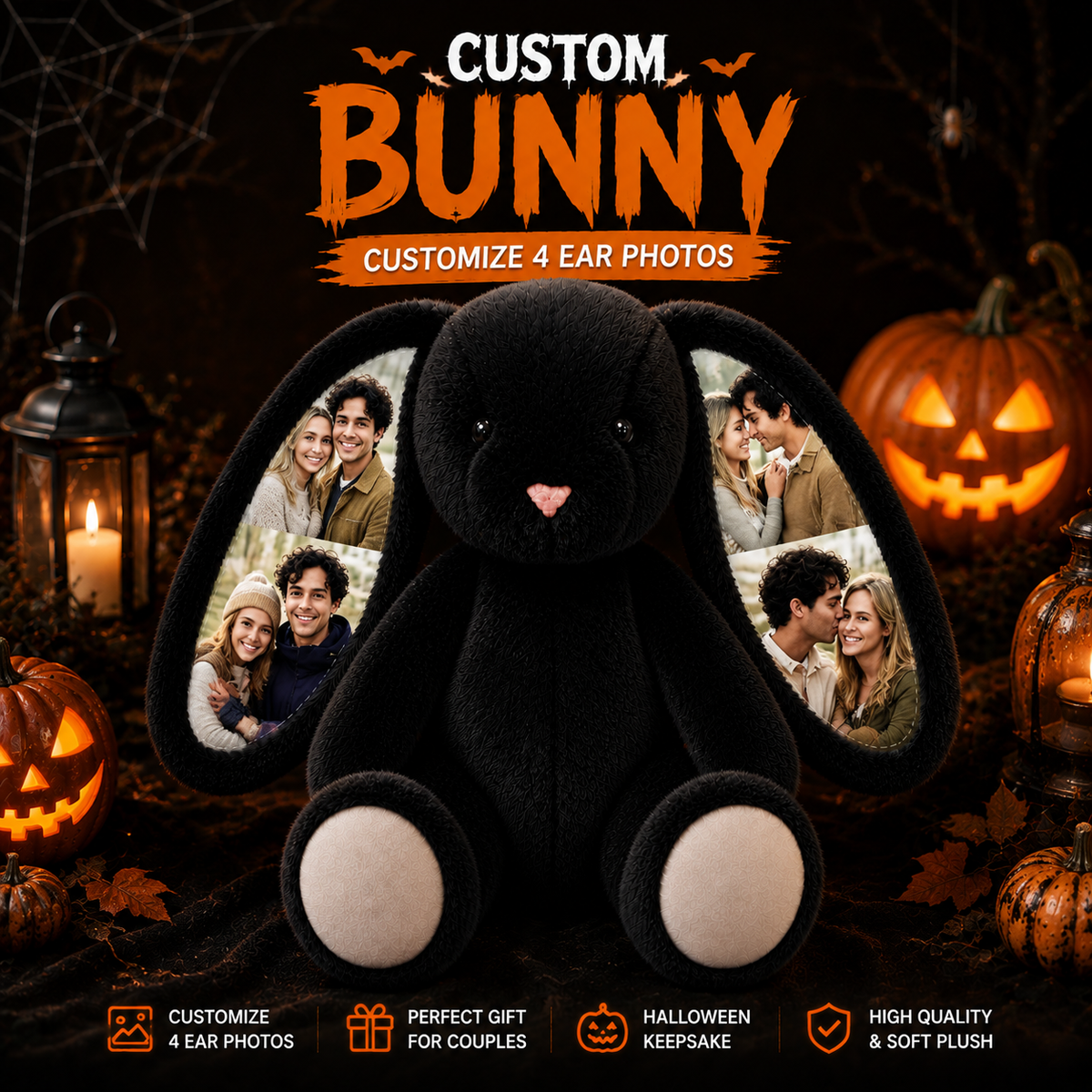 Custom Ear Photo Bunny Plush