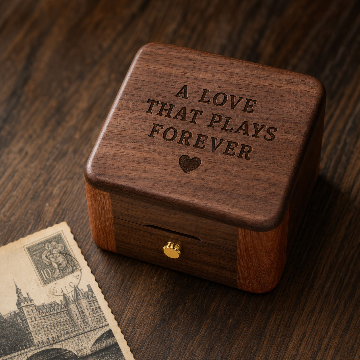 Custom Wooden Music Box, Personalized Photo Record Player Keepsake, Vintage Memory Box Unique Gift