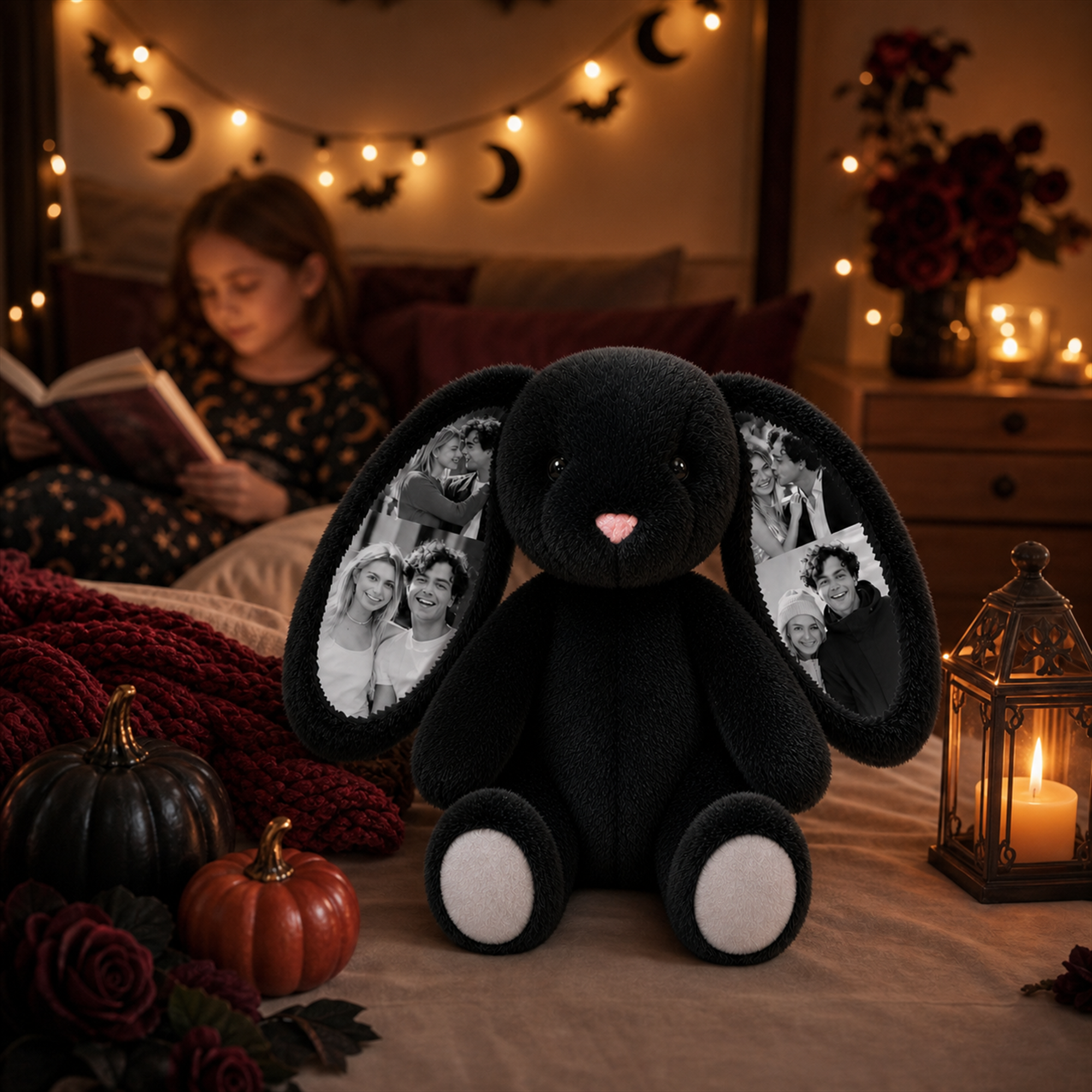 Custom Photo Black Bunny Plush