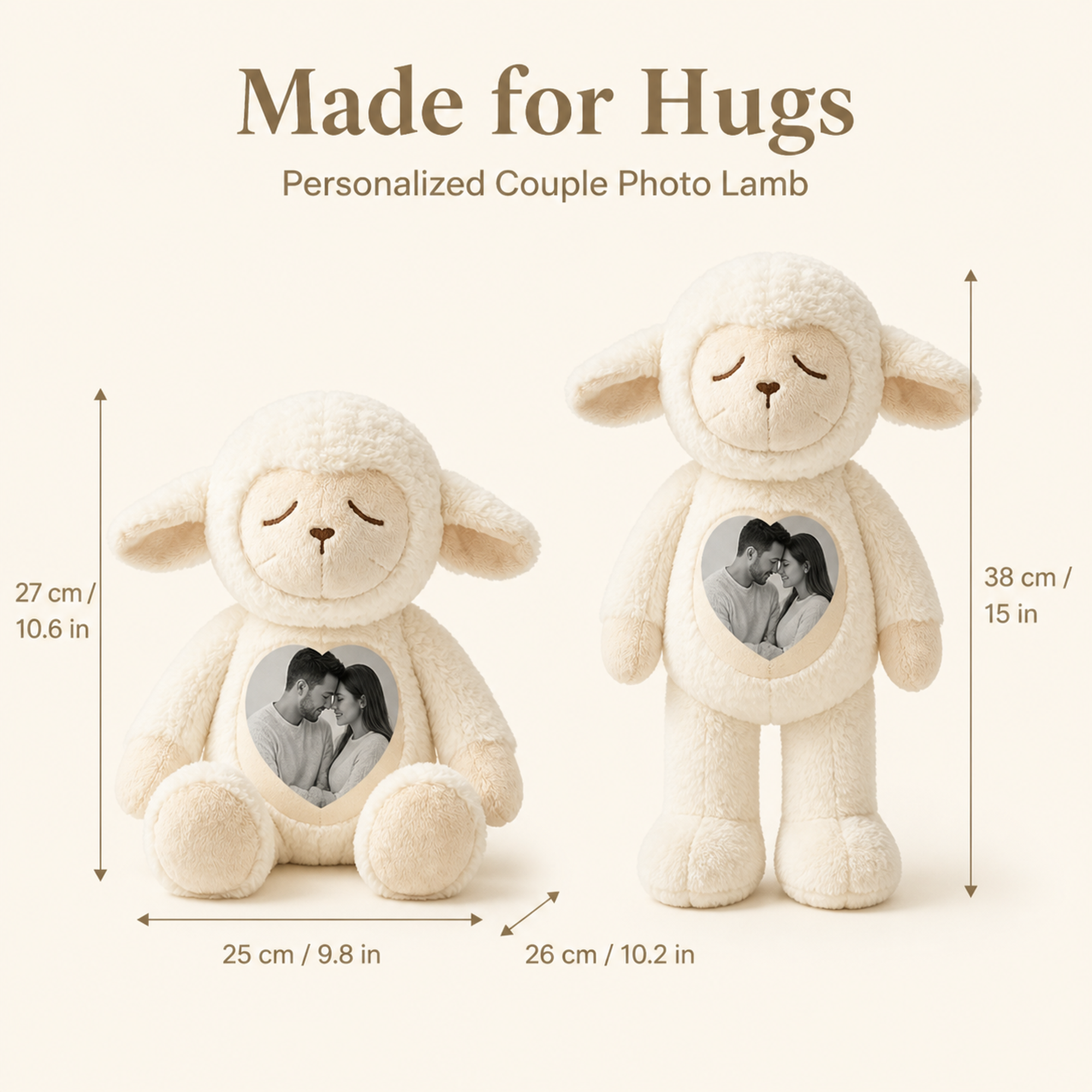 Personalized Couple Photo Lamb Plush – Custom Anniversary Keepsake Gift for Him or Her