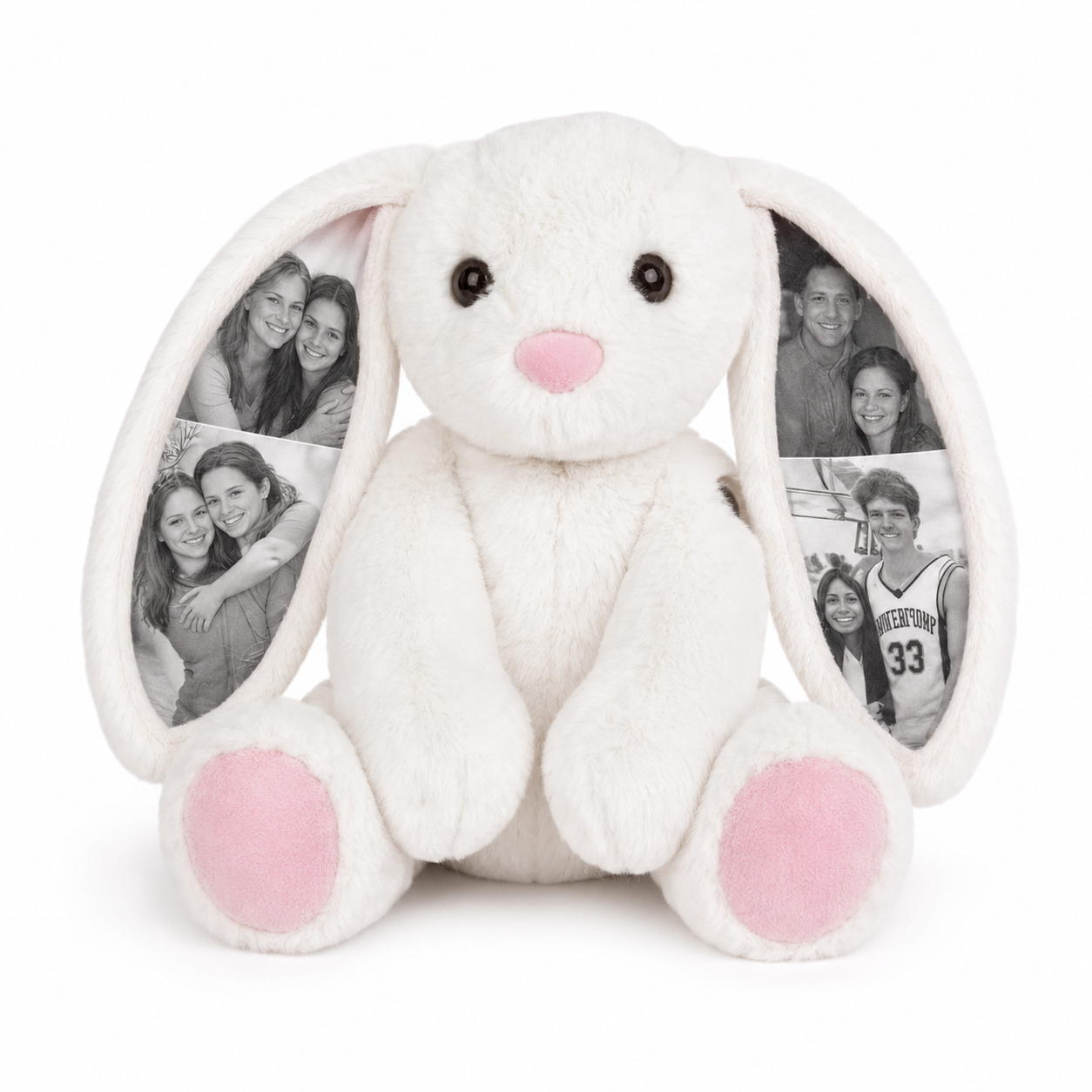Custom Photo Bunny Plush – Personalized Hidden Ear Picture Bunny Gift