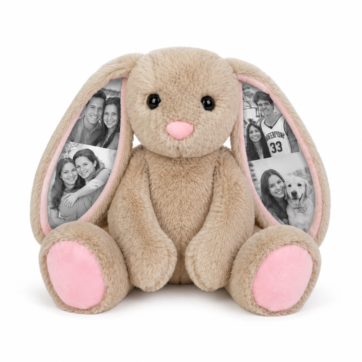 Custom Photo Bunny Plush – Personalized Hidden Ear Picture Bunny Gift