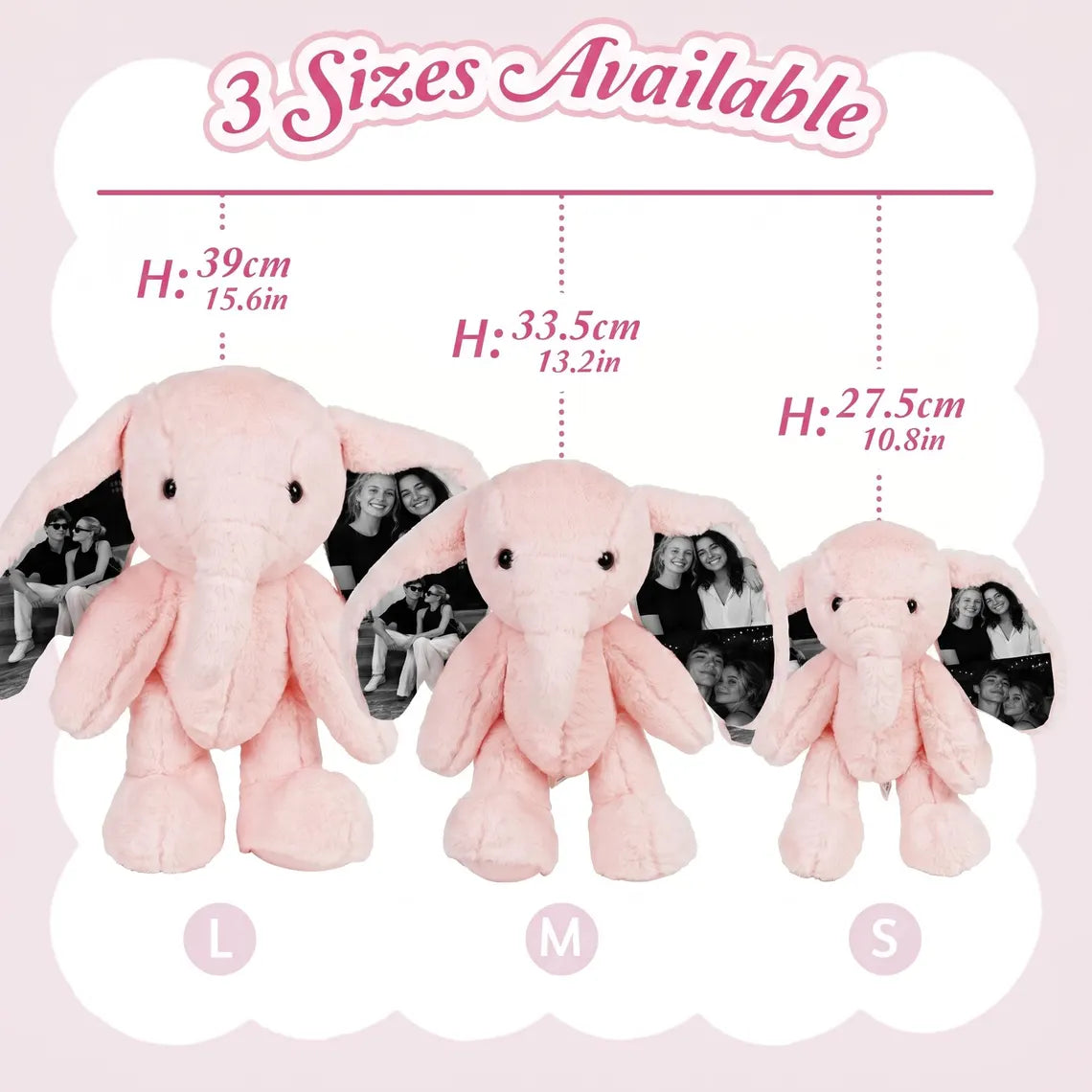Custom 4 Photos Elephant Plush