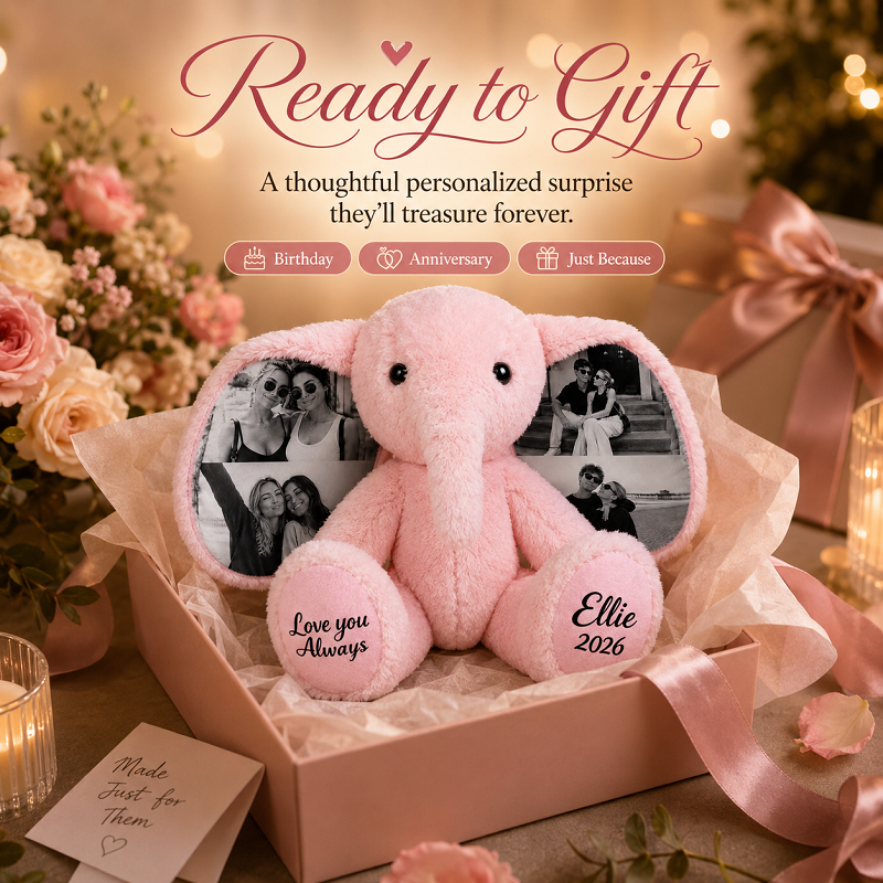 Custom 4 Photos Elephant Plush