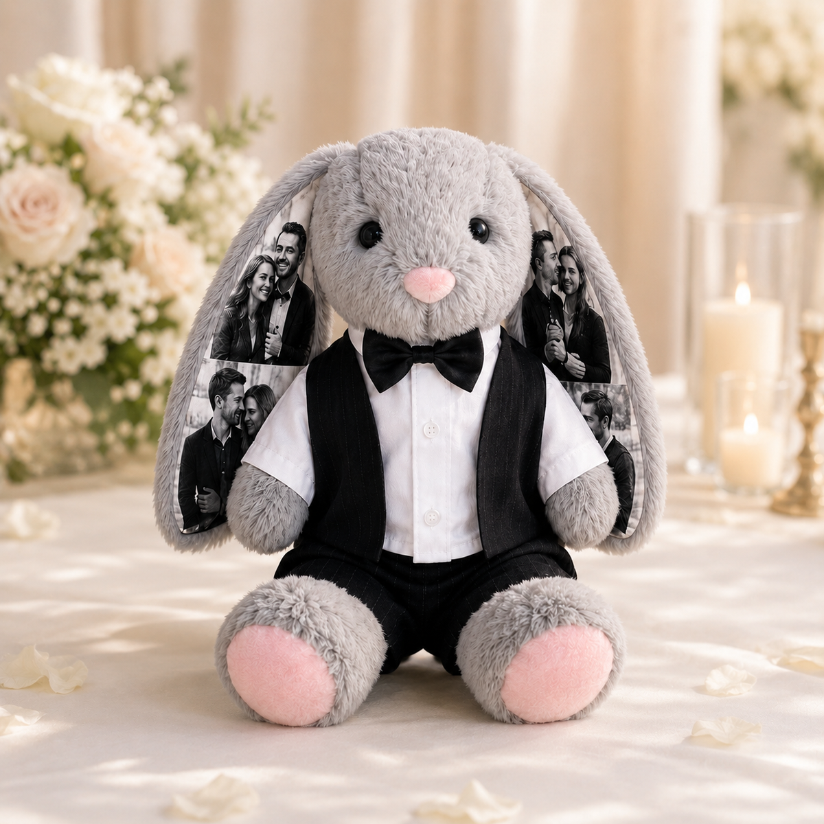 Custom Photo Wedding Bunny Plush