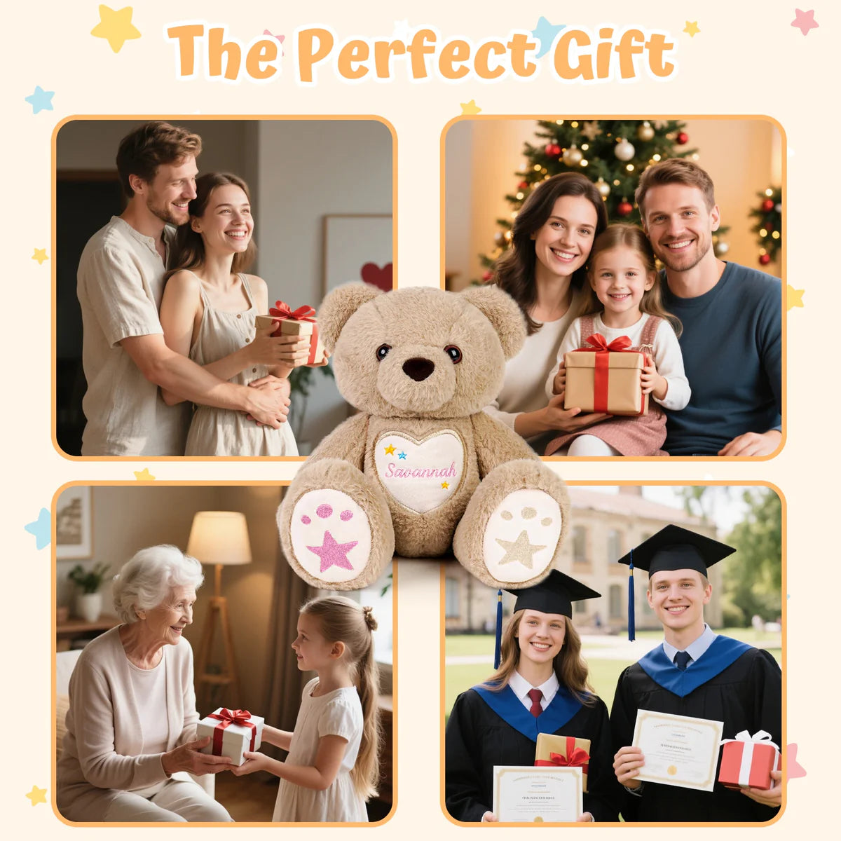 Starlight Teddy Bear - Short-Pile Fur - Personalized Gift