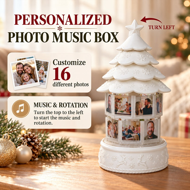 Personalized Christmas Tree Photo Music Box