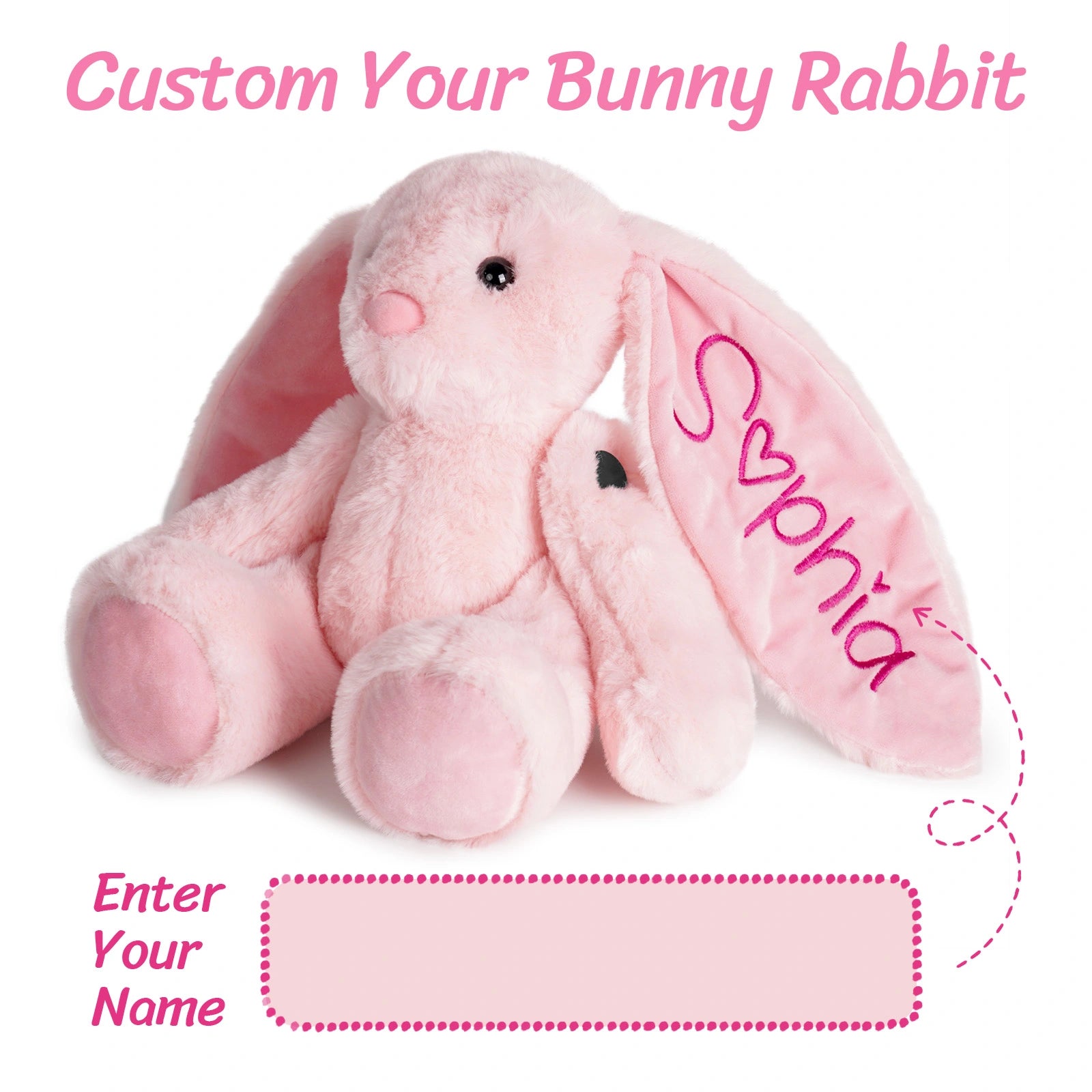 Custom Name Embroidered Plush Bunny: Ideal Easter, Birthday Gift for Little Ones