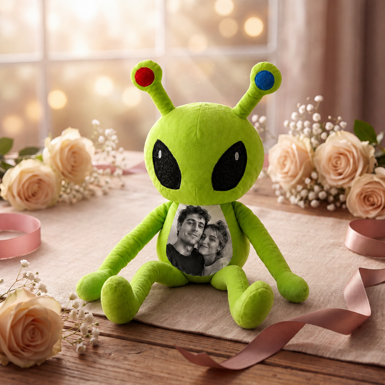 Personalized Alien Plush with Custom Photo, Custom Picture Alien Stuffed Toy, Unique Memory Keepsake Gift