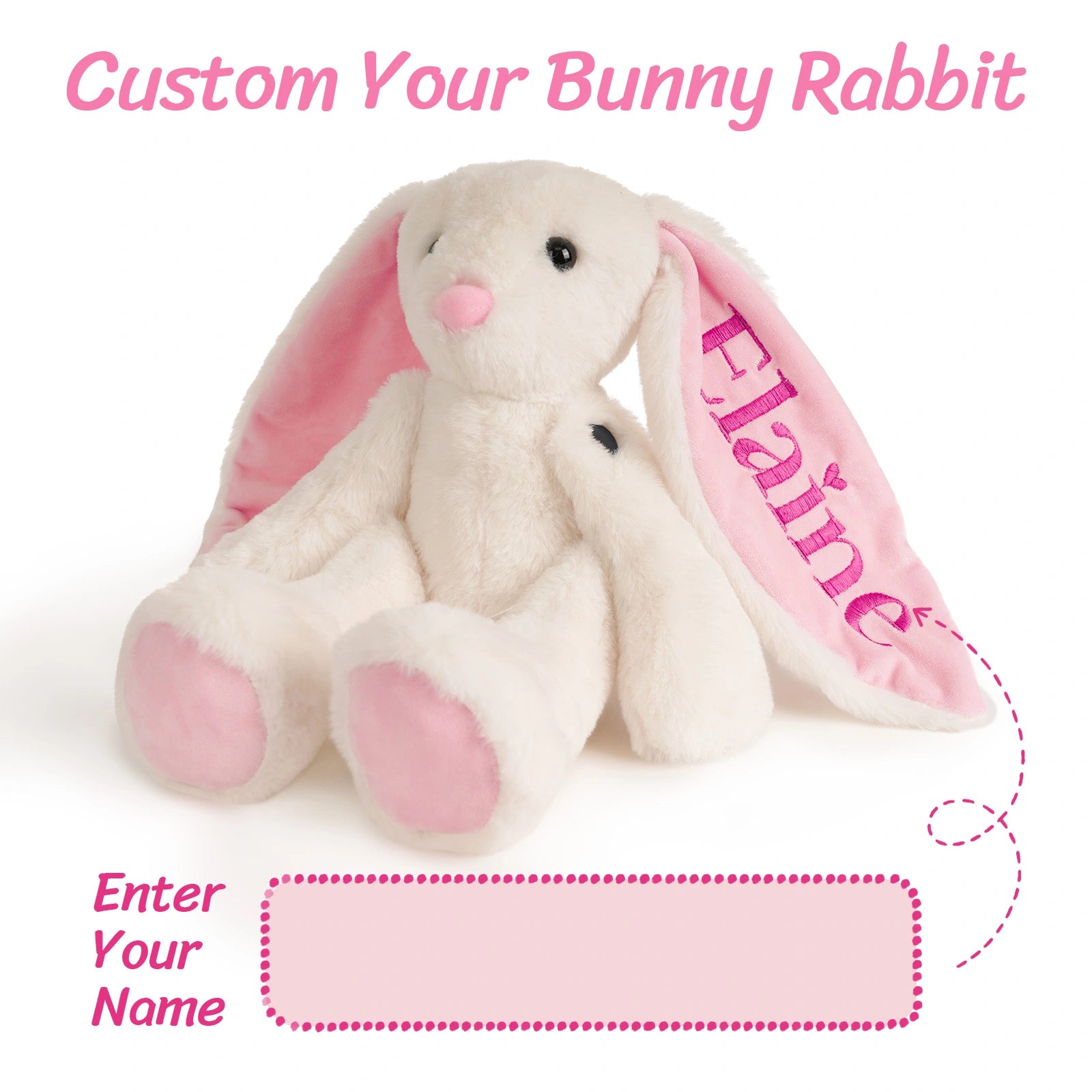 Custom Name Embroidered Plush Bunny: Ideal Easter, Birthday Gift for Little Ones