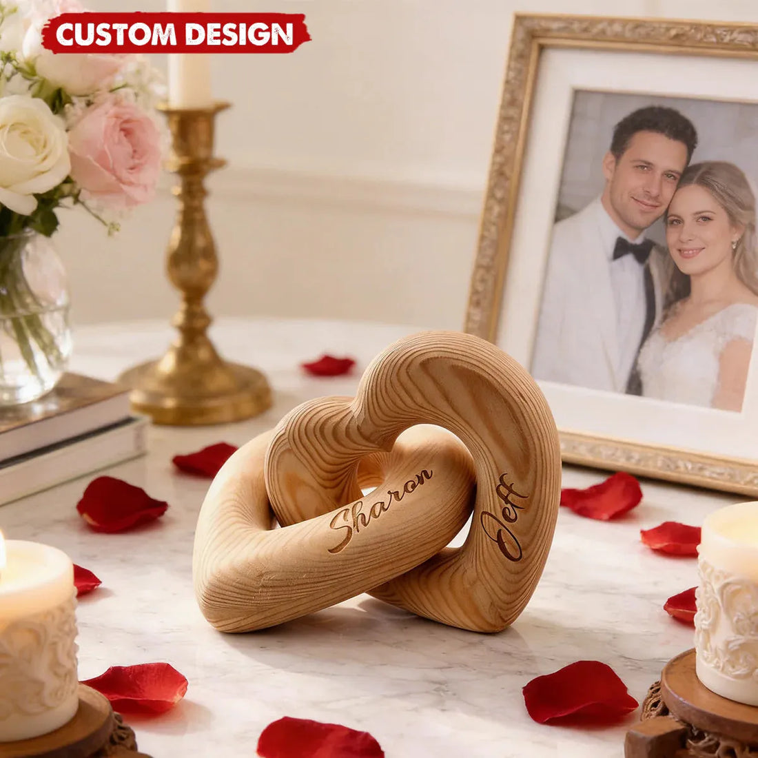 Romantic Couple - Personalized Infinity Heart Sculpture