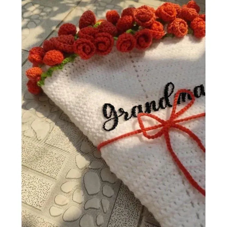 Hand-woven Rose Blanket Gift for Valentine's Day Gift