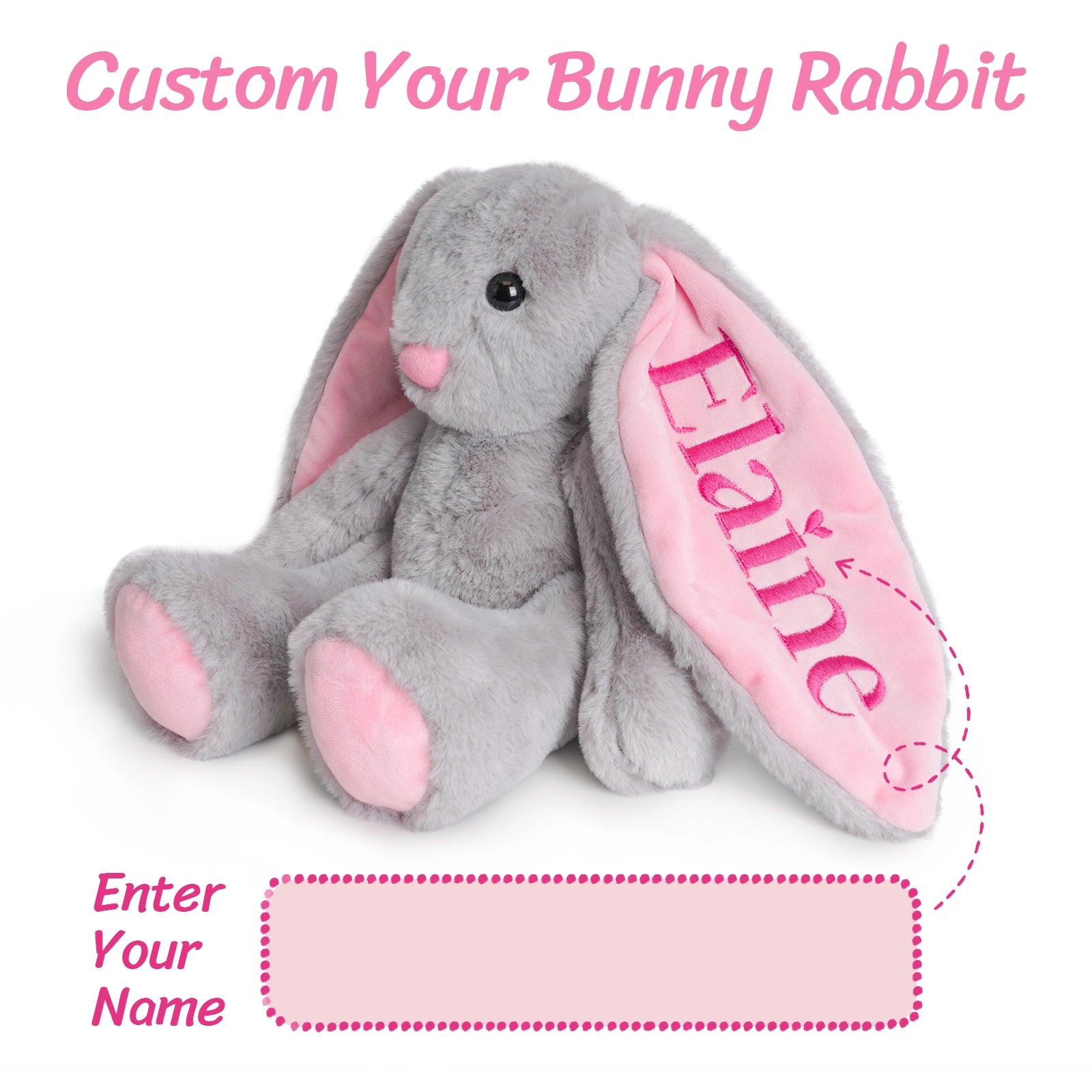Custom Name Embroidered Plush Bunny: Ideal Easter, Birthday Gift for Little Ones