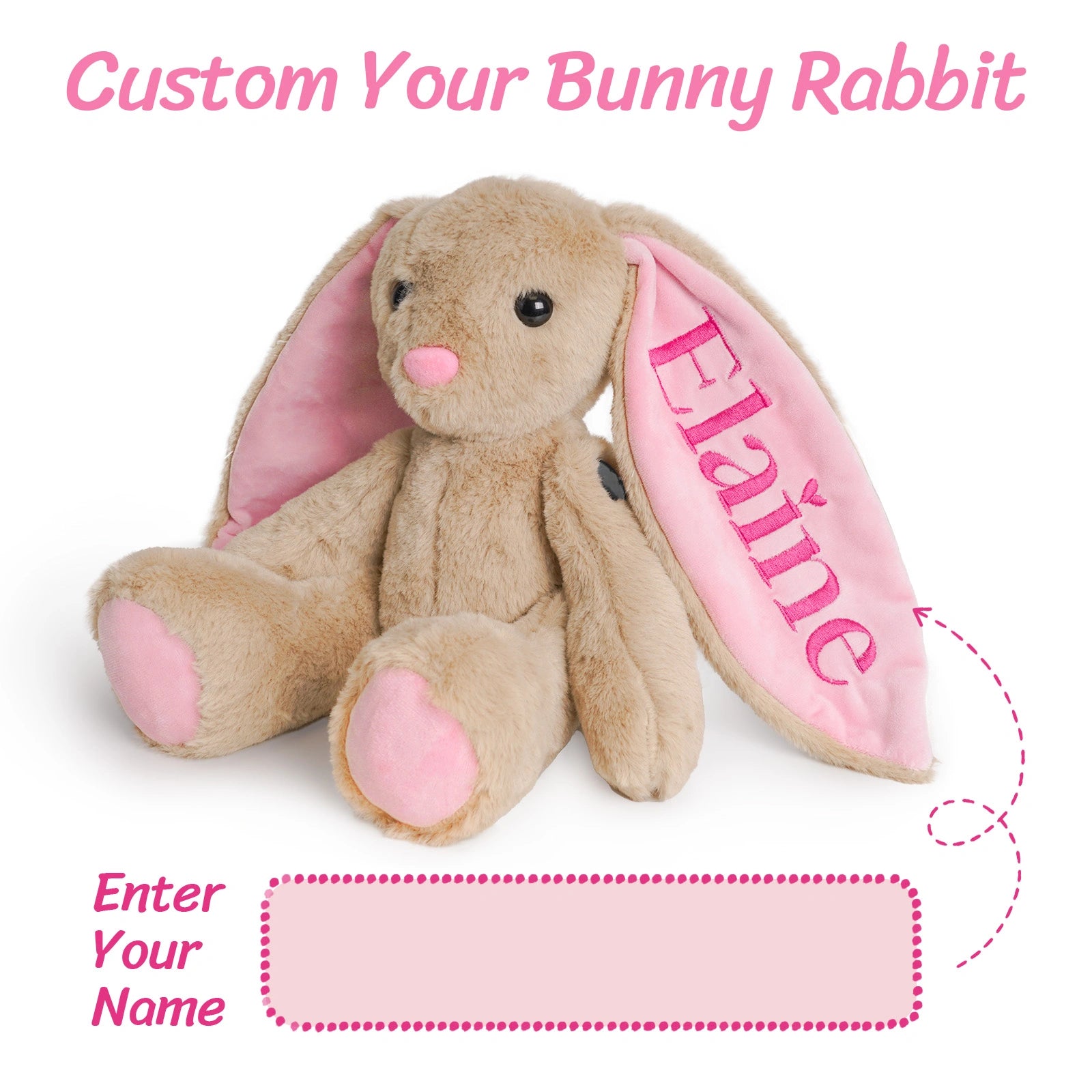 Custom Name Embroidered Plush Bunny: Ideal Easter, Birthday Gift for Little Ones