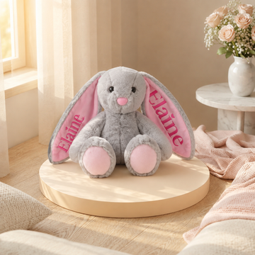 Custom Name Embroidered Plush Bunny: Ideal Easter, Birthday Gift for Little Ones