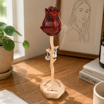 Personalized Wooden Rose Jewelry Stand Ornament