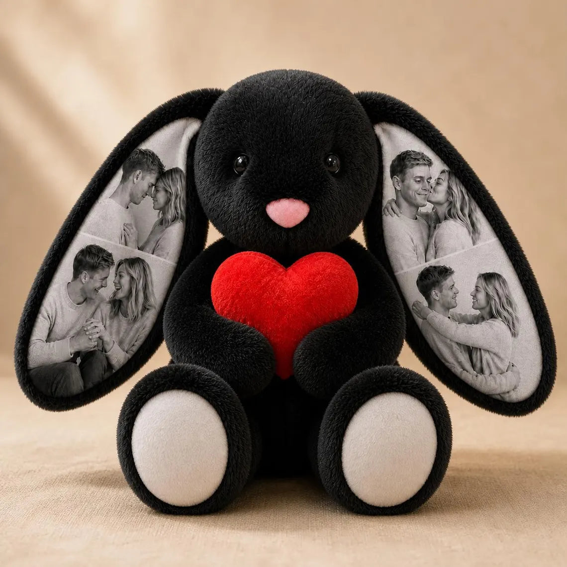 Custom Photo Black Bunny Plush