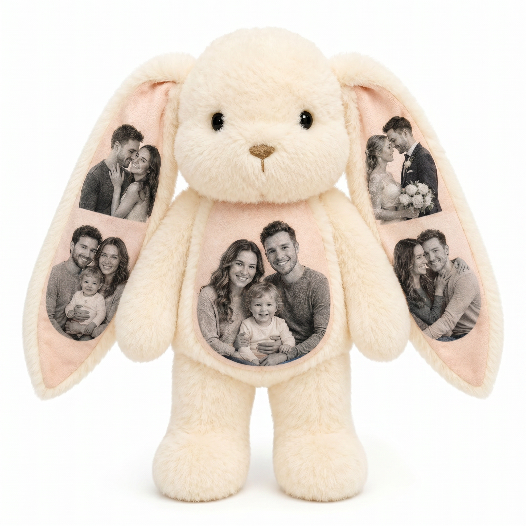 Custom Photo Bunny Plush – Personalized Hidden Ear Picture Bunny Gift