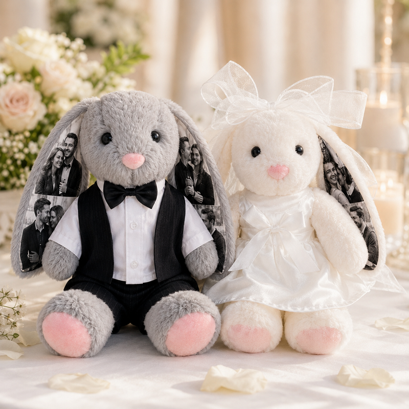 Custom Photo Wedding Bunny Plush