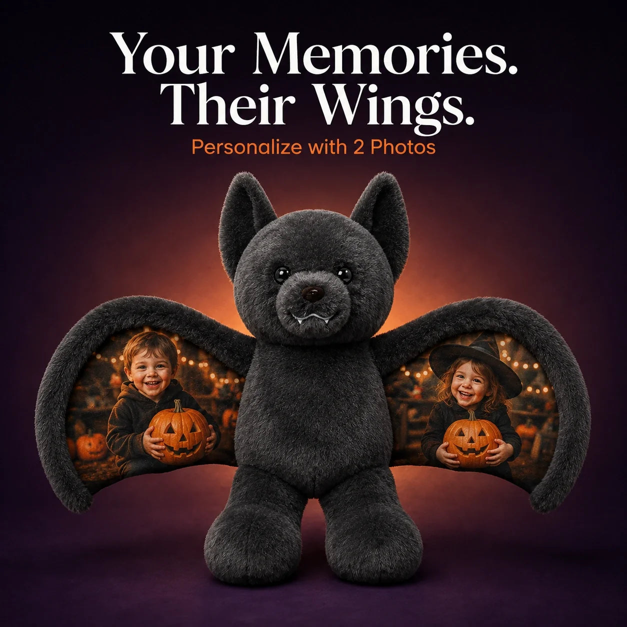 Personalized Halloween Bat Bear Plush 🦇🧸