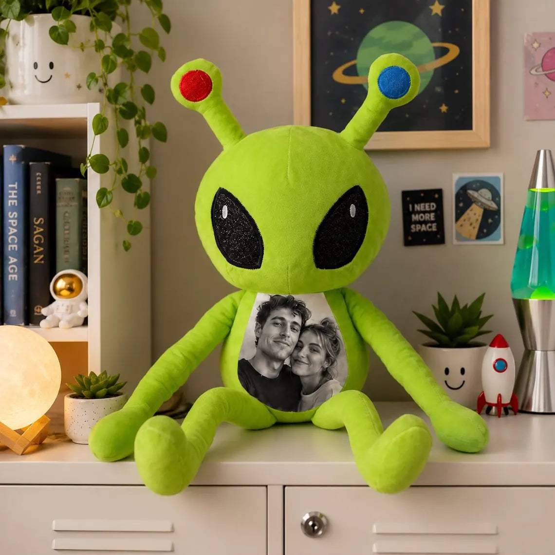 Personalized Alien Plush with Custom Photo, Custom Picture Alien Stuffed Toy, Unique Memory Keepsake Gift