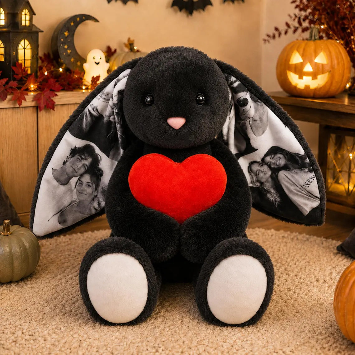 Custom Photo Black Bunny Plush