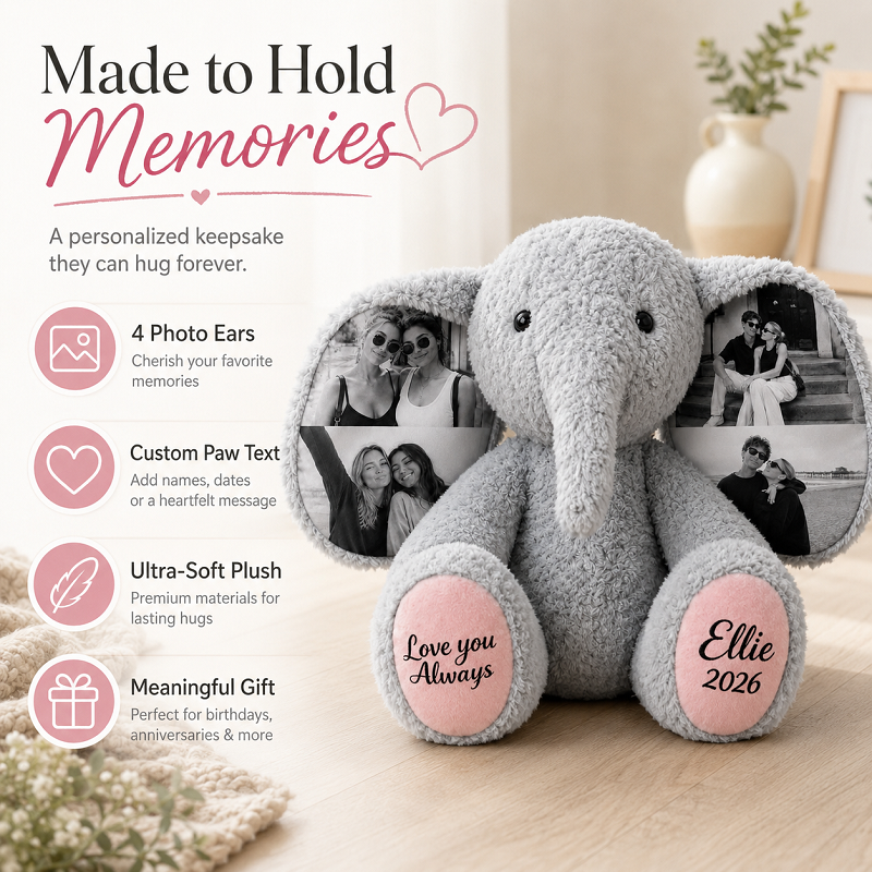 Custom 4 Photos Elephant Plush