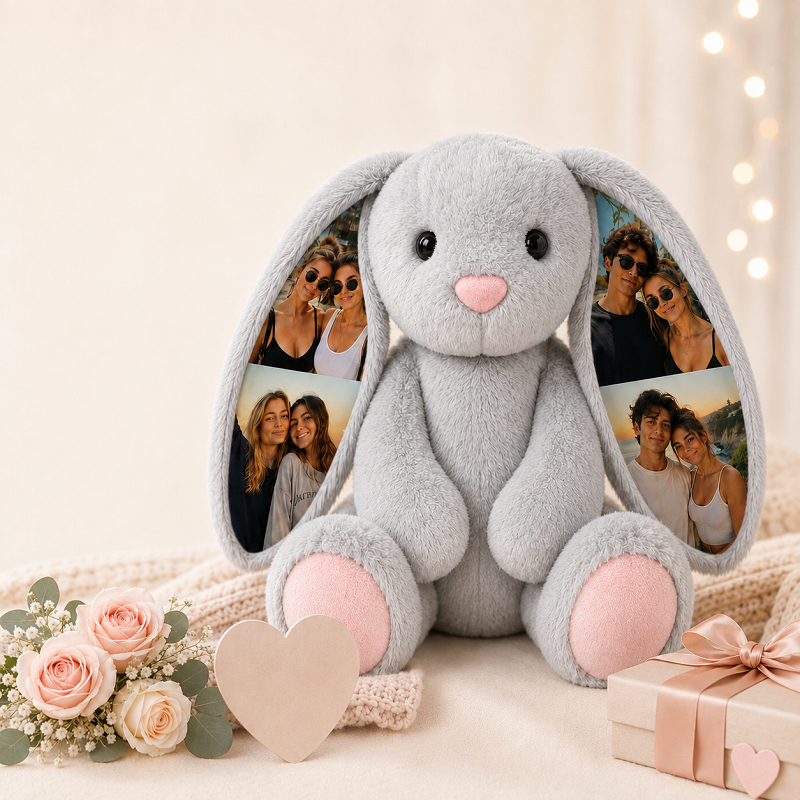 Custom Ear Photo Bunny Plush
