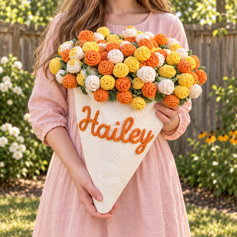 Personalized Crochet Flower Blanket