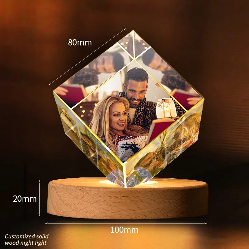 Custom Photo Crystal Cube – Capture Love in 3D