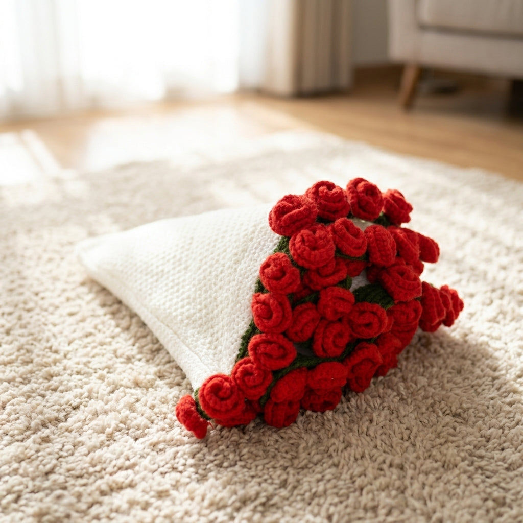 Hand-woven Rose Blanket Gift for Valentine's Day Gift
