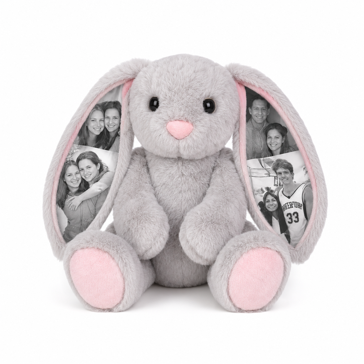 Custom Photo Bunny Plush – Personalized Hidden Ear Picture Bunny Gift