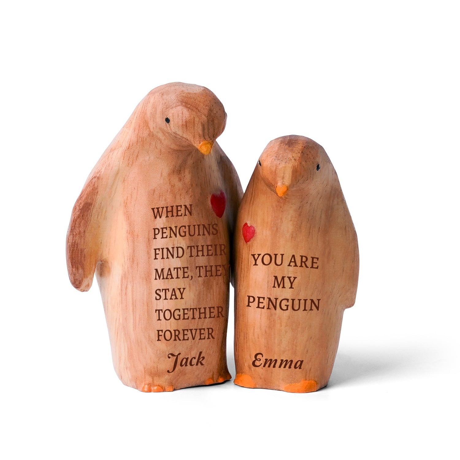 Personalized Wooden Penguin Couple