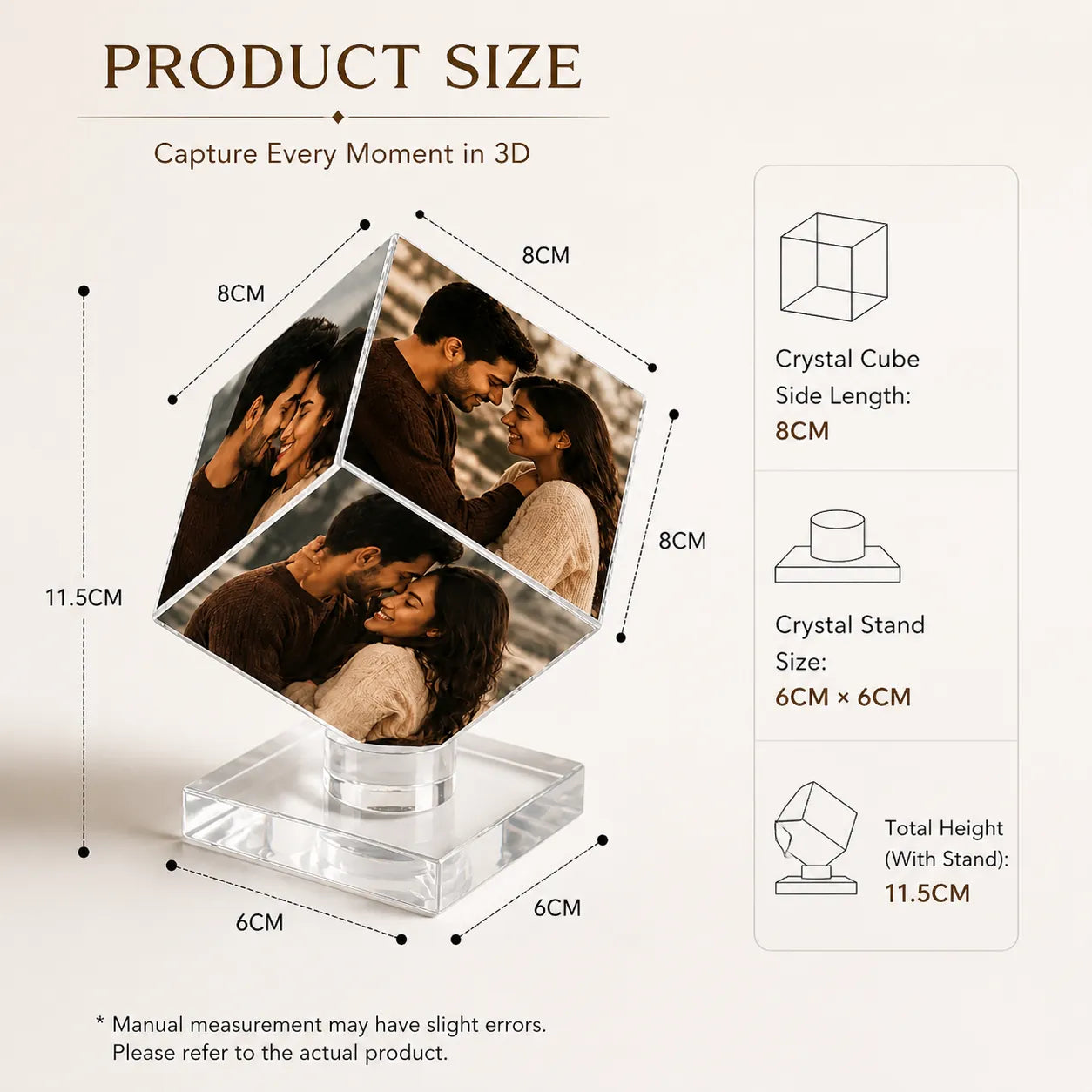 Custom Photo Crystal Cube – Capture Love in 3D