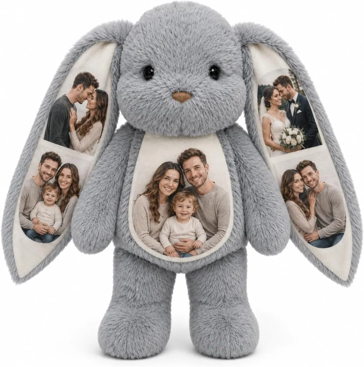 Custom Photo Bunny Plush – Personalized Hidden Ear Picture Bunny Gift