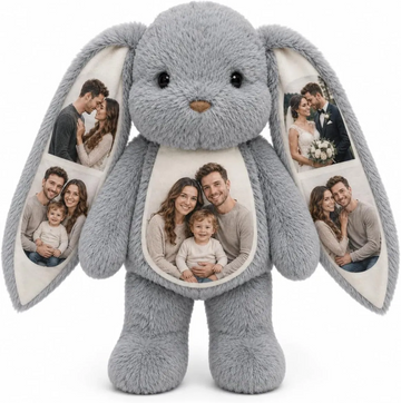 Custom Photo Bunny Plush – Personalized Hidden Ear Picture Bunny Gift