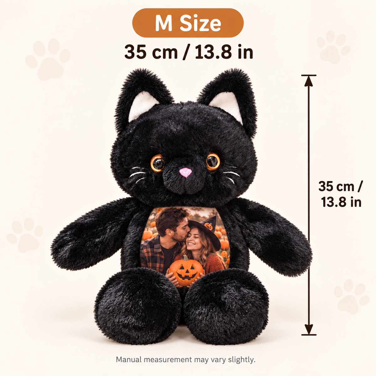 Personalized Photo Black Cat Plush