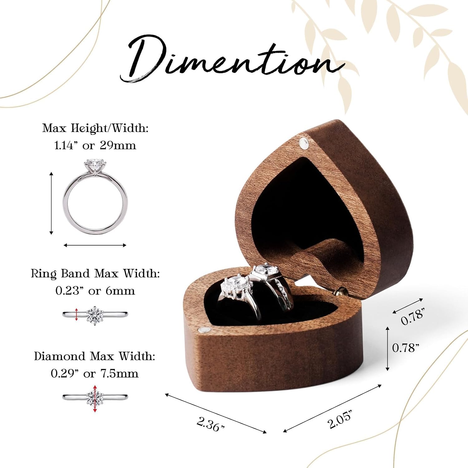 Personalized Wooden Wedding Ring Box - Heart Box