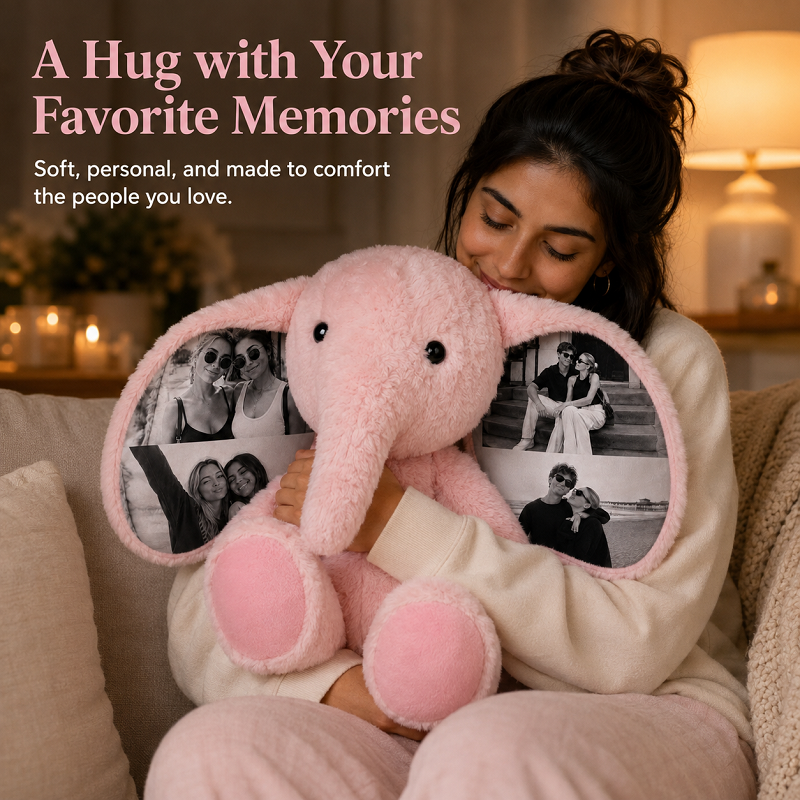 Custom 4 Photos Elephant Plush