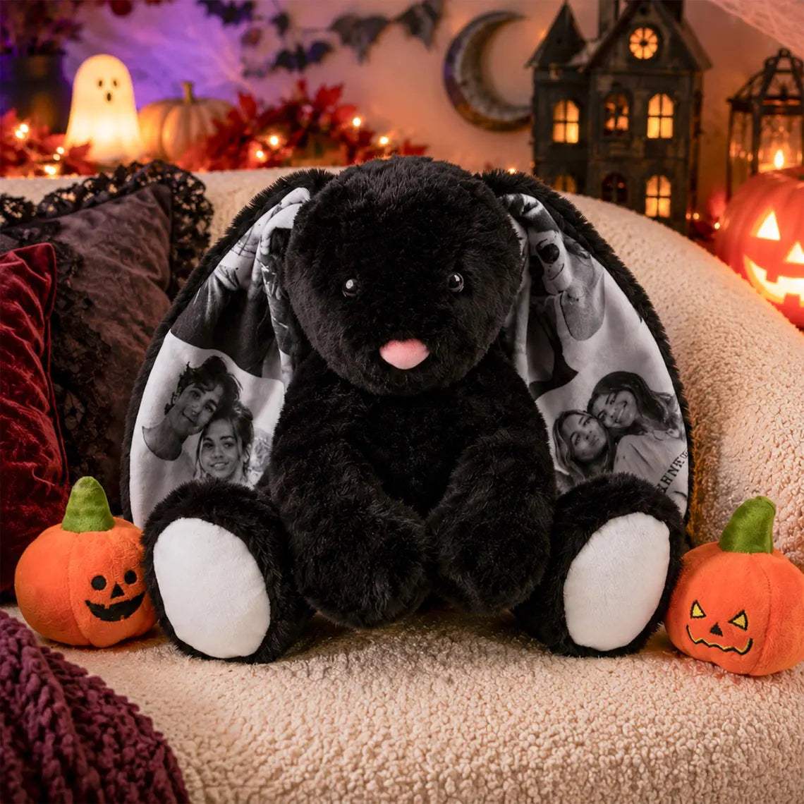 Custom Photo Black Bunny Plush