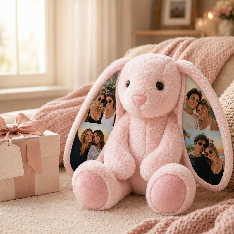 Custom Ear Photo Bunny Plush