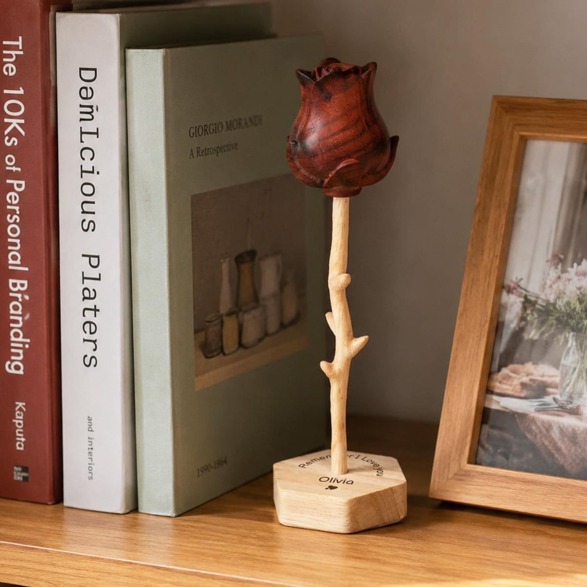 Personalized Wooden Rose Jewelry Stand Ornament