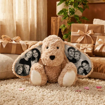Personalized Photo Plush Dog, Custom Stuffed Animal Dog with Your Picture on Ears