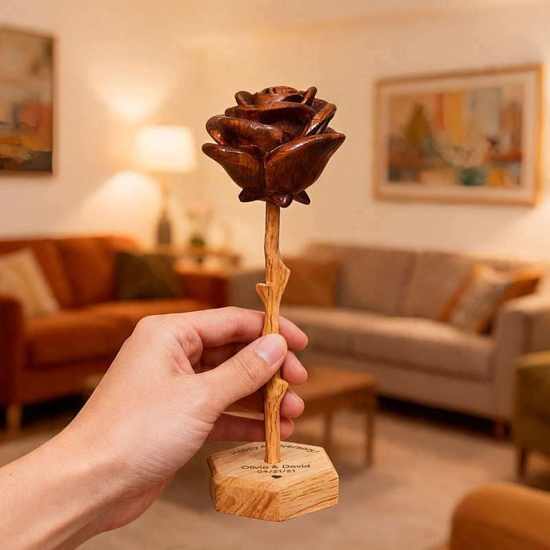 Personalized Hand-carved Wooden Roses