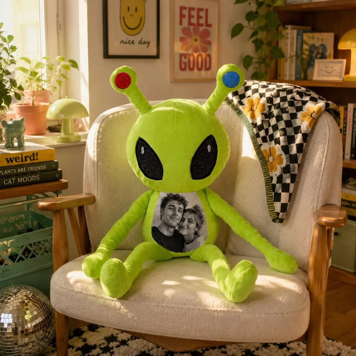 Personalized Alien Plush with Custom Photo, Custom Picture Alien Stuffed Toy, Unique Memory Keepsake Gift