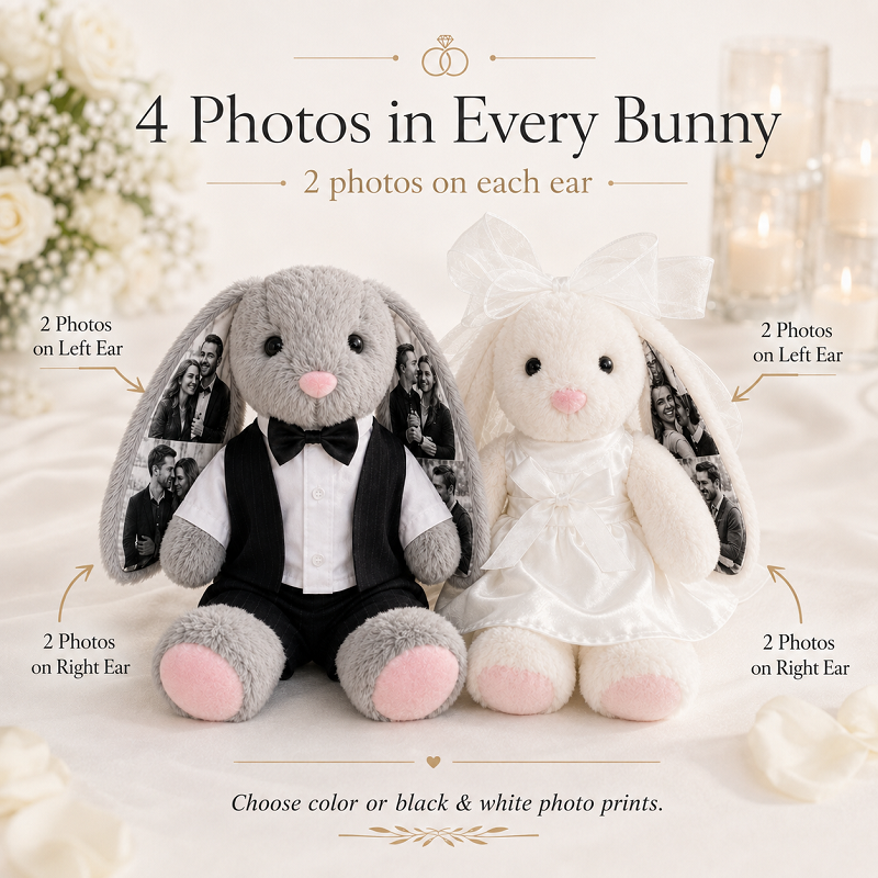 Custom Photo Wedding Bunny Plush