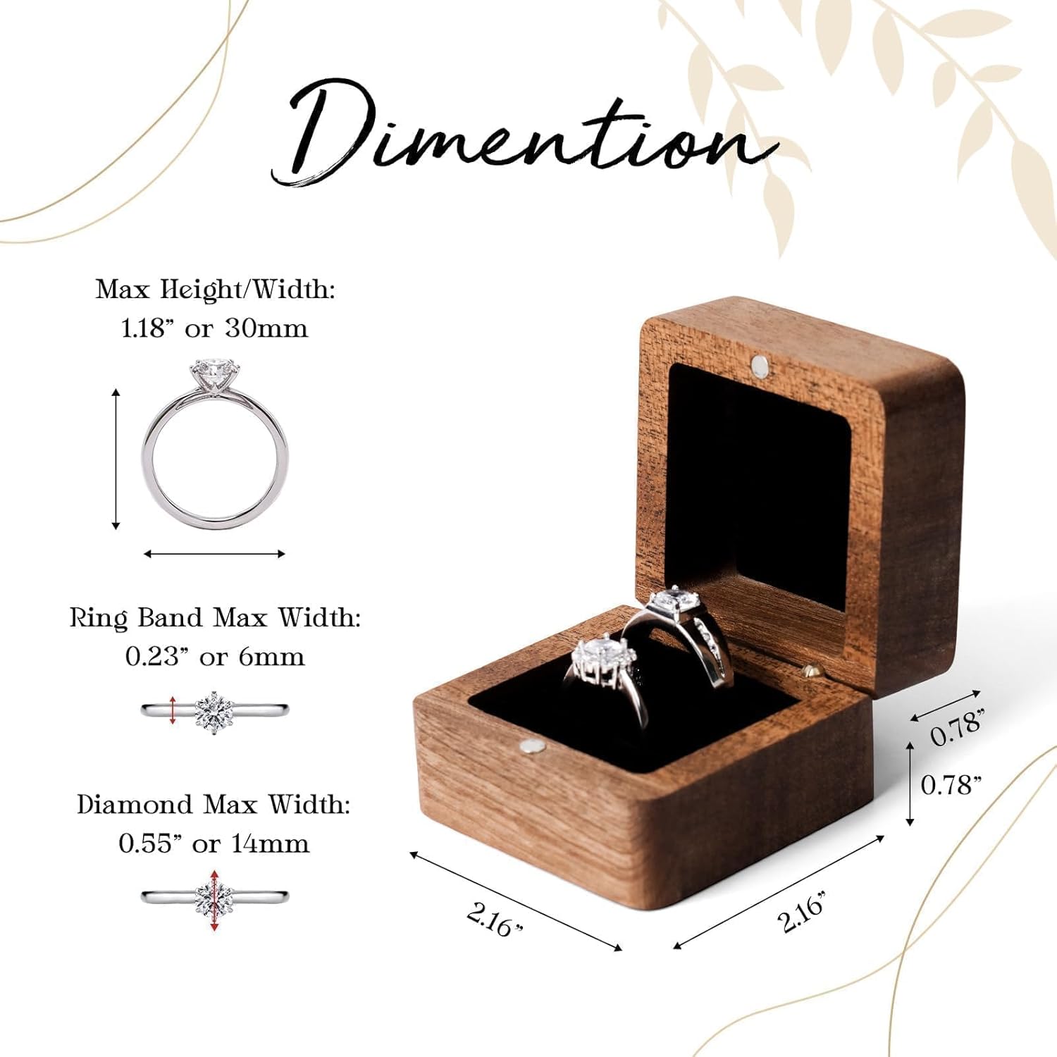 Personalized Wooden Wedding Ring Box - Square Box
