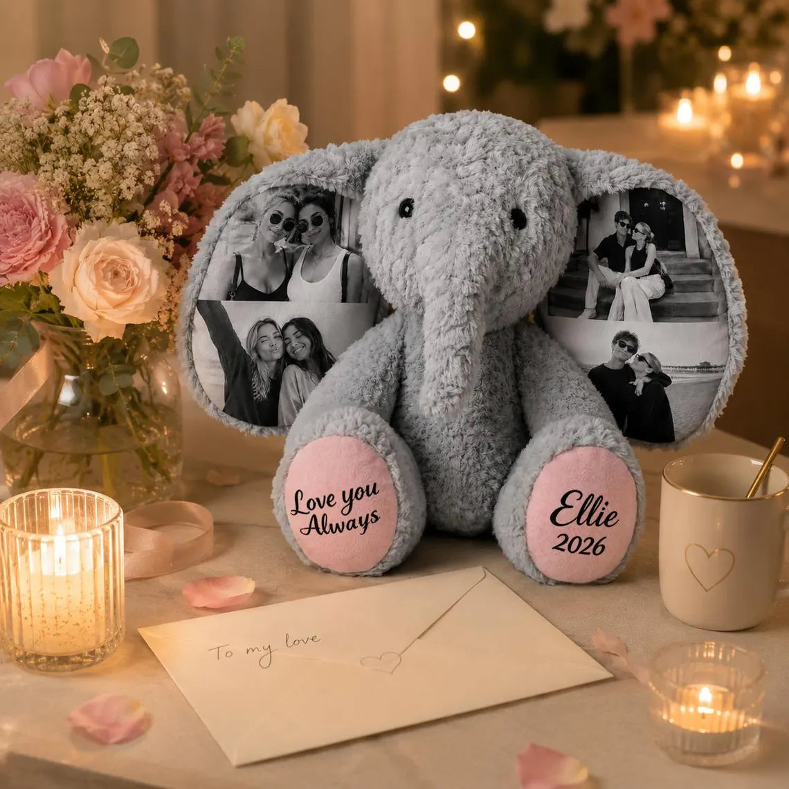 Custom 4 Photos Elephant Plush