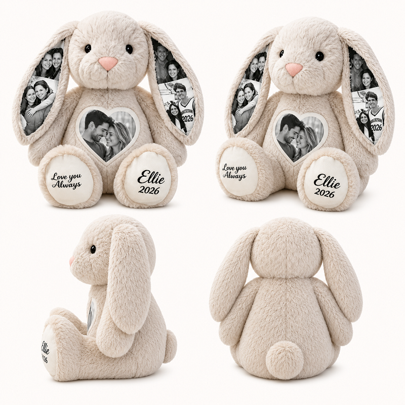 Custom Heart Photo Bunny Plush