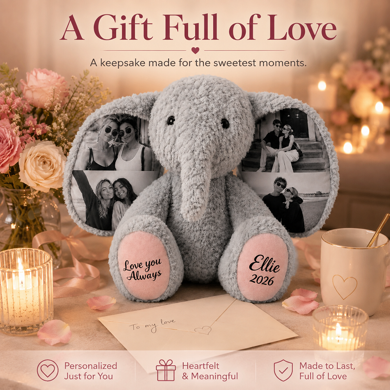 Custom 4 Photos Elephant Plush